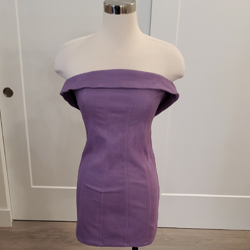 Emory Park Strapless Purple denim Dress Size S new with tags